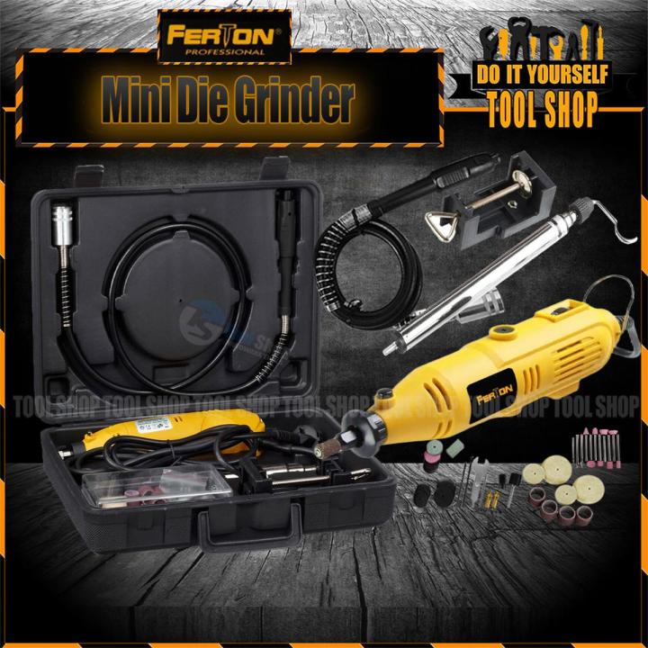 Ferton Mini Die Grinder Rotary Drill – Variable Speed – With Flexible Shaft Engraving Polishing Tool With Plastic Case 40 PCs Accessories