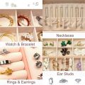 Leather Jewellery Organizer with Locker  2 Layers Cosmetics Ear Rings & Necklace_Hanging Holder  Jewelry Box Vanity Hanger Stand Fold able Makeup. 