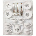 Coffee Set Toy For Kitchen Playset - 14 Pcs - white. 