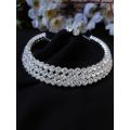 2 Layer Silver Stone Choker Set/Beautiful  Necklace Set Jewelry For Girl and Women . 