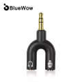Bluewow HD11 Audio Extension Cable Headphone Splitter for Computer 3.5mm Female to 2 Male 3.5mm Mic U Splitter Headset to PC Adapter. 