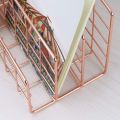 MA Wrought Iron Metal Three Grid Bookshelf Book Stand Holder Desktop Decor-Rose gold. 