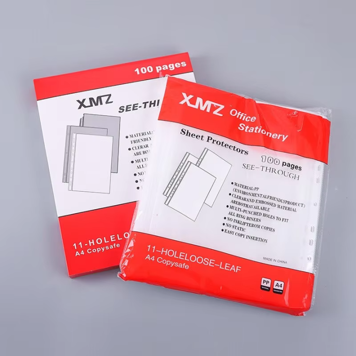 100 Pages A4 size Sheet Protectors - Clear and Durable-A4 Clear Plastic Punched Pockets File Paper Protector