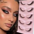 RED SIREN Cat Eye Lashes 5 Pairs Winged Wispy Natural False Eyelashes Makeup Fox Eye Faux Mink Eyelashes. 