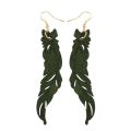 1 Pair Natural Wooden Earrings Hollow Feather Wooden Earrings Wooden Long Earrings Jewelry For Woman. 