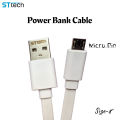 Micro USB Android V8 Power Bank Cable Flat White (20CM). 