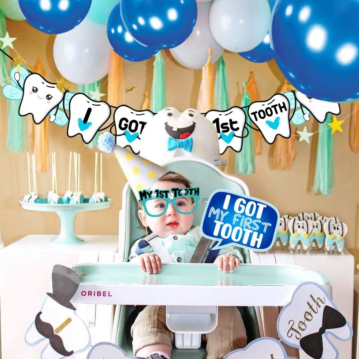 1st Tooth Party Pack balloons banners party set