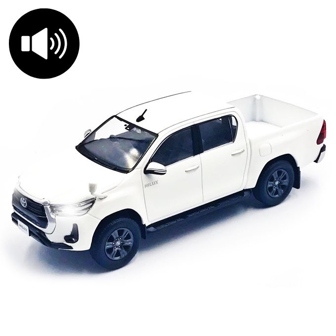 Toyota Hilux Vigo Die cast Model Toy Car For Kids - Front Door Openable - Lights and Music - 5 inches - 1:36 Scale - White
