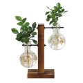 Hydroponic Plant Vases Vintage Flower Pot Transparent Vase Wooden Frame Glass Tabletop Plants Home Bonsai Decor Home Vase. 