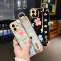 dienya For vivo Y20S G Case With Wristband Cartoon Cute Flower New Design Square Edge Shockproof Phone Shell Cases Pattern Plating Silicone Casing Full Cover Camera Thin Protection SoftCase. 