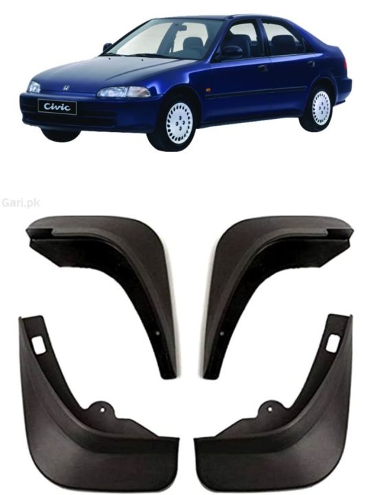 4-Piece Mud Flap Splash Guard Set For Honda Civic Sedan 1996-2000 – PP Plastic, Black, Direct Fit