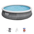 15 Ft Bestway Inflatable Fast Set Swimming Pool With Filter For Kids & Family Inflatable Solid Sidewall Large Swimming Pool With Vinyl Deep 42 Inch Depth Water Splash Fun Party Game Indoor & Outdoor Picnic With Family Fast, Easy & Simple 57372. 