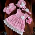 ZEBY Handmade Crochet Dress Set for Baby Girl, Pink Baby Girl Outfit, 0 to 24 months newborn dress. 
