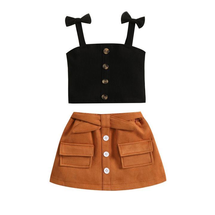 2PCS%20Toddler%20Girls%20Summer%20Clothes,%20Bow%20Strap%20Ribbed%20Knit%20Tank%20Tops%20+%20Belted%20Skirt%20Set%20-%20Image%206