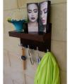 Wall coat key chain rack in Rustic Wood style. 