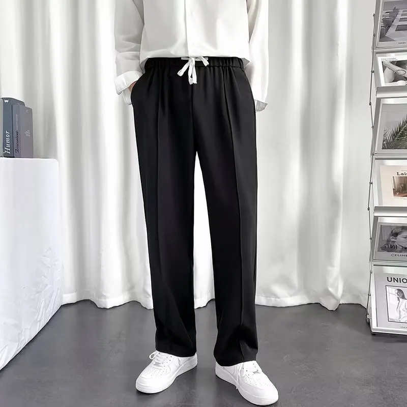 Autumn New Mop Pants Men s Korean Style Draping Suit Pants Wide Leg Pants Straight Loose Retro Pu Handsome Trousers Men Daraz.pk