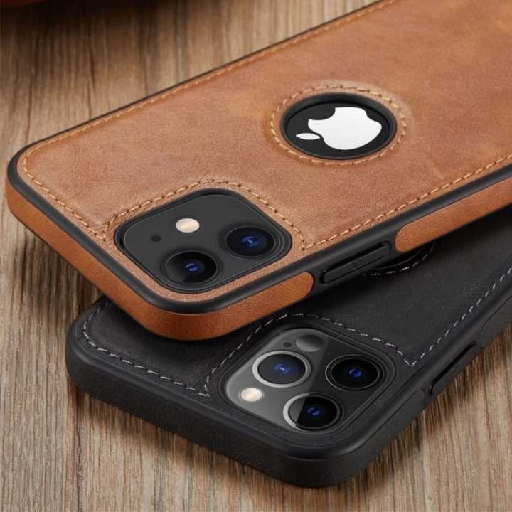 [ FREE SHIPPING] Leather Logo Cut Back Case for Apple iPhone 12 Pro Max