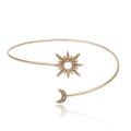 Boho Open Crystal Sun Star Moon Arm Bangle Women Vintage Gold Cuff Bracelets Bangles Shiny Rhinestone Female Jewelry. 