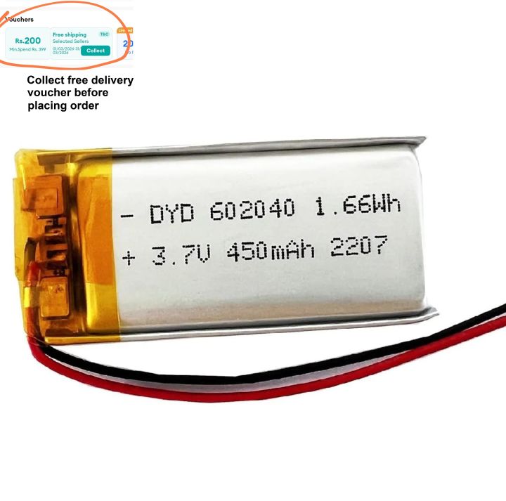 3.7v%20450%20MAH%20602040%20Li-po%20Battery%20With%20Circuit%20-%20For%20Camera,%20%20Airpods,%20Earbuds%20Casing%20Toys,%20Handsfree,%20Some%20Drones,%20Headphones,%20headsets,%20MP3%20Lithium%20Ion%20Battery%20-%20Image%202