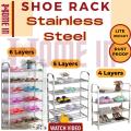 Stainless Steel Shoes Rack Shoe Organizer Storage Shelf 4, 5 and 6 Tiers / Layers, Shoes Rack for Bedroom Hallway Entryway, for Boots/High Heels/Slippers - HomeIN. 