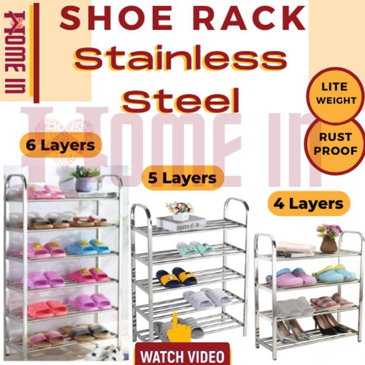 Stainless Steel Shoes Rack Shoe Organizer Storage Shelf 4, 5 and 6 Tiers / Layers, Shoes Rack for Bedroom Hallway Entryway, for Boots/High Heels/Slippers - HomeIN