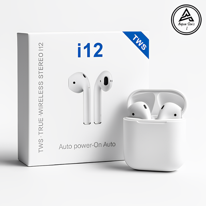 i12 TWS Airpods – Wireless Bluetooth 5.0 Earphones Headset | Touch Control | Android & iPhone Compatible.