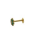 Pure Gold Jewellers-Green and White Stone Gold Nose Pin for Bridal-Gold Nose Stud Green Color and Elegant Designs for Women and Girls. 