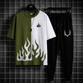 White & black markhor printed  For Men & Boys - Soft & Comfy Fabric Summer Printed / New trendy fired printed black & white premium quality tracksuit for men and boys. 