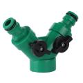 Two Way Pipe Divider Hose Splitter Garden Water Tap Adapter With Valve. 