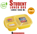 Student Lunch Box Large 1000ml, Lunch Box with three portions/Compartments - Free Spoon. 
