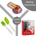 Baking Essentials Combo Deal Measuring Spoons Set +Cake Decorating Tool Kit +Heat Resisting Silicone Brush and Silicone Spatula. 