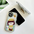 ZeroQiQi for Infinix Note 11 Note 12 G88 X663 Back Cover With Free Holder Cute Girl Wavy Phone Case Camera Protection Transparent TPU Soft Cover for Girls. 