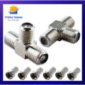 2 Pcs Coaxial Cable Connector 3in1 Tee Satellite TV Antenna Coaxial Cable Plugs with RG6 Connecters High Quality. 