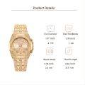 Men's Golden Rhinestone Decor Watch Fashion Men's Quartz Artificial Diamond Watch, Ideal choice for Gifts. 