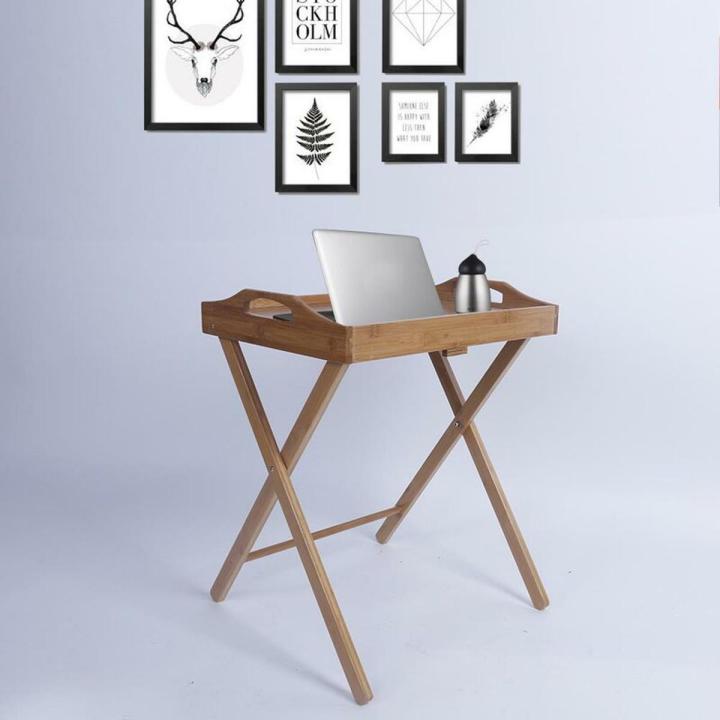 Foldable Single Shelf Beach Wood Table Tray Coffee Table Study Table Laptop Table Dining Table