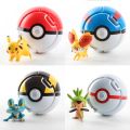 【Funny Bunny Toy Store】Pikachu Action Figure Cartoon Pop-up Deformation Poke Monster Doll with Great Ultra Reversible Ball Toy. 