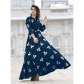 Ghazi fabric Rungrez  Collection Stitched Linen Black Long Frock. 
