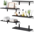 Floating Shelves for Wall Decor Storage, Wall Mounted Shelves Set of 5, Sturdy Small Wood Shelves with Metal Brackets Hanging for Bedroom, Living Room, Bathroom, Kitchen, Book, Dark Brown. 