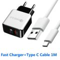 Quick Charger 3.0 USB Charger For Samsung A51 A71 A90 A32 A22 5G Huawei P40 P30 P20 QC 3.0 Fast Wall Charger USB C Type C Cable. 
