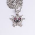 Fashion Hip Hop Gengar Pendant Necklace Men With Tennis Chain Hip Hop/Punk Gold Silver Color Charms Chain Jewelry for Men Gift. 