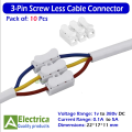 10 pcs Pins Electrical Cable Connectors CH3 Quick Splice Lock Wire Terminal 10A 380V 3 pic connector 3 pin plastic quick connector cable jointer screw less connector By Electrica. 