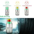 4Pcs/set Tire Pressure Monitor Pressure Gauge Cap Sensor Indicator Alert Monitoring Valve Stem Cap Tools Kit. 