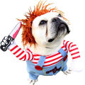 Halloween Dog Cosplay Chucky Costume Pet Dress Up Cats Dogs Clothes for Small Dogs Boy Wig Hat Halloween Cosplay Christmas Party. 