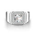[ New ]MJZ034 Men's Artificial Diamond Ring Square Diamond Huamao Arm Inlaid Tyrant Men's Diamond Ring Trendy Men's Wide Version Big Ring. 
