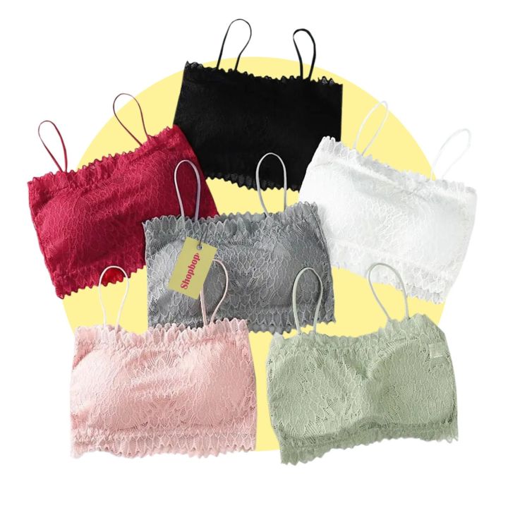 SHOPBOP%20Seamless%20Tube%20Tops%20Women%20Floral%20Chest%20Wrap%20Fancy%20Bra%20Free%20Size%20Lace%20Chester%20Padded%20Without%20Wire%20Wrapped%20Chest%20Bralette%20Tank%20Top%20Fits%2028%20to%2032%20-%20Image%202