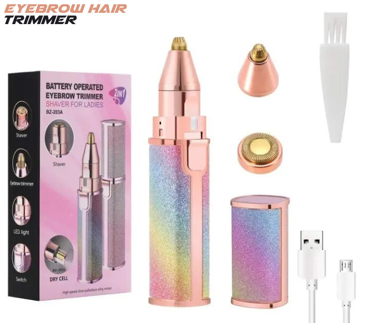 2-in-1 Rechargeable Facial & Eyebrow Hair Trimmer – Painless, Portable, LED Precision Epilator for Women