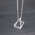 Korean Style Geometric Triangle Hip Hop Necklace Trendy Men's Cool Disco Simple Quadrangle Pendant Ornaments Female Wholesale. 