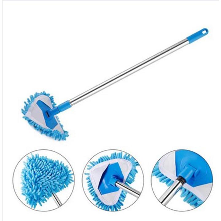 Microfiber Telescopic Triangle Mop, 180 Degree Rotatable Adjustable, Extendable Triangle Cleaning Mop Multifunction Triangular Mop Duster for Home Bathroom Floor Wall