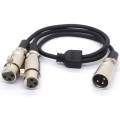 XLR Cable Y Splitter Adapter XLR Male To Dual XLR Female Y Extension Cords for Microphone Audio 50CM (one Male To II Female). 