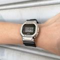 Casio G Shock Mens Black Rectangle Digital Silver Case Black Multi-Function Dial Black Resin Band Watch-GM-5600-1DR. 